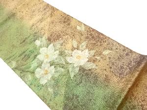 引箔縞に花模様織出し袋帯